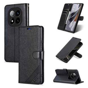 For Redmi Note 14 Pro+ 5G AZNS Sheepskin Texture Flip Leather Phone Case(Black)