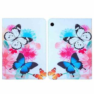 For Samsung Galaxy Tab A9 Colored Drawing Leather Tablet Case(Two Butterflies)