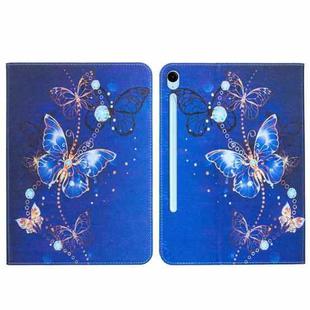 For Samsung Galaxy Tab S9 / S9 FE Colored Drawing Leather Tablet Case(Purple Butterfly)