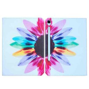 For Samsung Galaxy Tab S9 / S9 FE Colored Drawing Leather Tablet Case(Sun Flower)