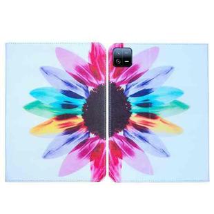 For Xiaomi Pad 6 / 6 Pro 2023 Colored Drawing Leather Tablet Case(Sun Flower)