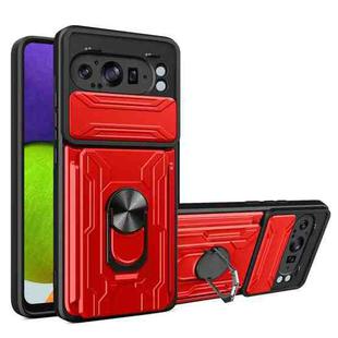 For Google Pixel 9 Pro XL Sliding Camshield TPU+PC Phone Case with Card Slot(Red)