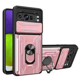 For Google Pixel 9 Pro XL Sliding Camshield TPU+PC Phone Case with Card Slot(Rose Gold)