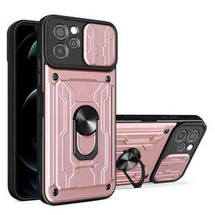 For Huawei Nova Y61 4G Global Sliding Camshield TPU+PC Phone Case with Card Slot(Rose Gold)