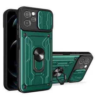 For Huawei Nova Y61 4G Global Sliding Camshield TPU+PC Phone Case with Card Slot(Dark Green)