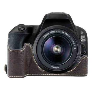 For Canon EOS 200D II / 200D Buffalo Texture PU Leather Camera Half Case Base(Dark Coffee)