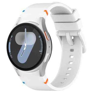 For Samsung Galaxy Watch 7 40 / 44mm Official Solid Color Stitched Silicone Watch Band(White)