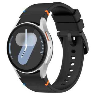 For Samsung Galaxy Watch 7 40 / 44mm Official Solid Color Stitched Silicone Watch Band(Black)