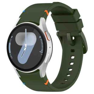 For Samsung Galaxy Watch 7 40 / 44mm Official Solid Color Stitched Silicone Watch Band(Army Green)