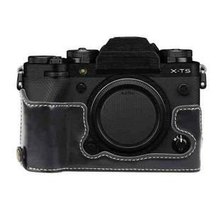 For FUJIFILM X-T5 Glossy PU Leather Camera Half Case Base(Black)