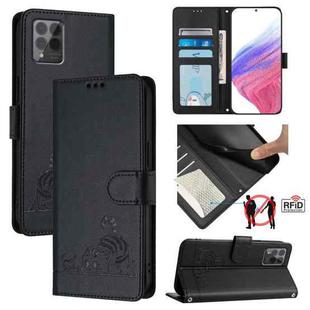 For T-Mobile REVVL 6 Pro / 6x Pro Cat Rat Embossed RFID Leather Phone Case with Lanyard(Black)