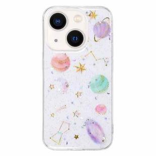 For iPhone 15 Cosmic Star Glitter Epoxy TPU Phone Case(Transparent Purple)