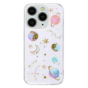 For iPhone 12 Pro Max Cosmic Star Glitter Epoxy TPU Phone Case(Transparent Pink)