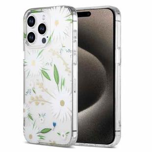 For iPhone 15 Pro Max Dual-side Laminating IMD PC Hybrid TPU Phone Case(White Daisy)