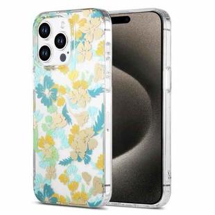 For iPhone 15 Pro Dual-side Laminating IMD PC Hybrid TPU Phone Case(Yellow Flowers)