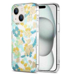 For iPhone 15 Plus Dual-side Laminating IMD PC Hybrid TPU Phone Case(Yellow Flowers)