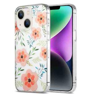 For iPhone 14 Dual-side Laminating IMD PC Hybrid TPU Phone Case(Orange Flowers)