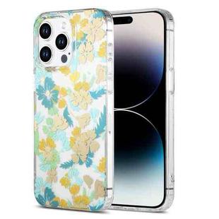 For iPhone 14 Pro Dual-side Laminating IMD PC Hybrid TPU Phone Case(Yellow Flowers)