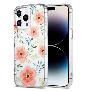 For iPhone 14 Pro Dual-side Laminating IMD PC Hybrid TPU Phone Case(Orange Flowers)