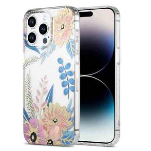 For iPhone 14 Pro Dual-side Laminating IMD PC Hybrid TPU Phone Case(Lotus)