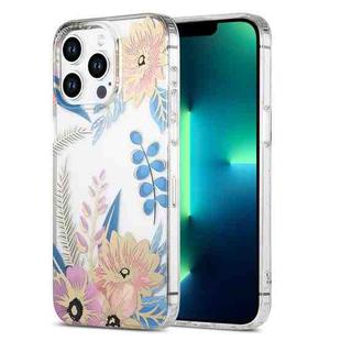 For iPhone 13 Pro Max Dual-side Laminating IMD PC Hybrid TPU Phone Case(Lotus)