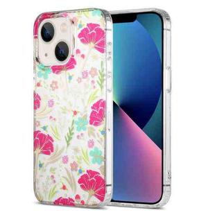 For iPhone 13 Dual-side Laminating IMD PC Hybrid TPU Phone Case(Cop-rose)