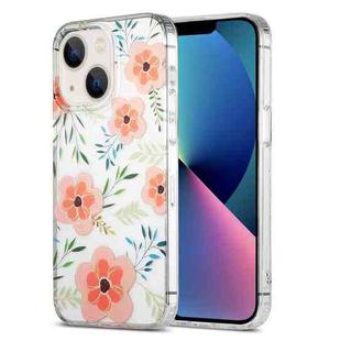 For iPhone 13 Dual-side Laminating IMD PC Hybrid TPU Phone Case(Orange Flowers)