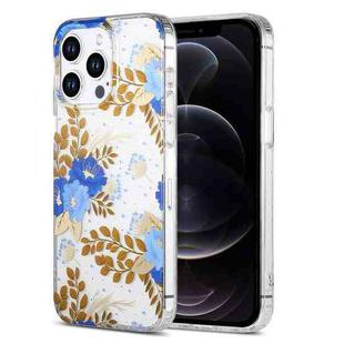 For iPhone 12 Pro Dual-side Laminating IMD PC Hybrid TPU Phone Case(Blue Peony)