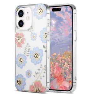 For iPhone 11 Dual-side Laminating IMD PC Hybrid TPU Phone Case(Blue Flower)