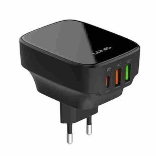 LDNIO Q334 32W Type-C + Dual USB Port Charger with 1m Micro USB Data Cable, Plug Type:EU Plug(Black)