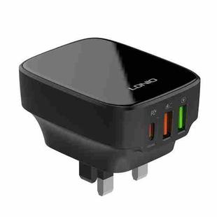 LDNIO Q334 32W Type-C + Dual USB Port Charger with 1m Micro USB Data Cable, Plug Type:UK Plug(Black)