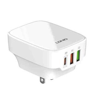 LDNIO Q334 32W Type-C + Dual USB Port Charger with 1m Micro USB Data Cable, Plug Type:US Plug(White)