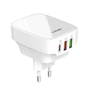 LDNIO Q334 32W Type-C + Dual USB Port Charger with 1m USB-C / Type-C Data Cable, Plug Type:EU Plug(White)