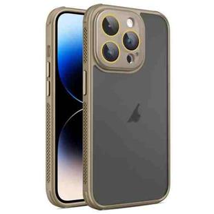 For iPhone 14 Pro Hardware Side Cooling Skin Feel Frosted Phone Case with Lens Film(Gold)