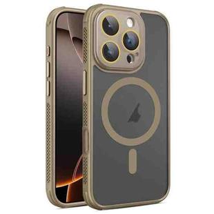 For iPhone 16 Pro Max Hardware Side Cooling Skin Feel Frosted MagSafe Magnetic Phone Case with Lens Film(Gold)