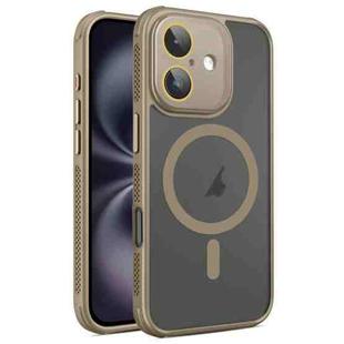 For iPhone 16 Plus Hardware Side Cooling Skin Feel Frosted MagSafe Magnetic Phone Case with Lens Film(Gold)