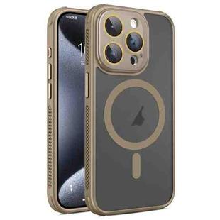 For iPhone 15 Pro Max Hardware Side Cooling Skin Feel Frosted MagSafe Magnetic Phone Case with Lens Film(Gold)