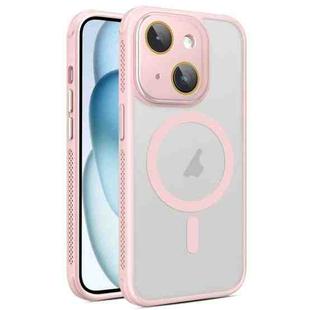 For iPhone 15 Plus Side Cooling Skin Feel Frosted MagSafe Magnetic Phone Case(Pink)