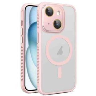 For iPhone 15 Side Cooling Skin Feel Frosted MagSafe Magnetic Phone Case(Pink)