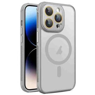 For iPhone 14 Pro Hardware Side Cooling Skin Feel Frosted MagSafe Magnetic Phone Case with Lens Film(Grey)