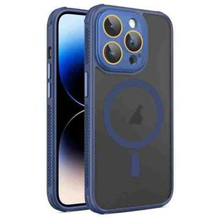 For iPhone 14 Pro Max Side Cooling Skin Feel Frosted MagSafe Magnetic Phone Case(Blue)