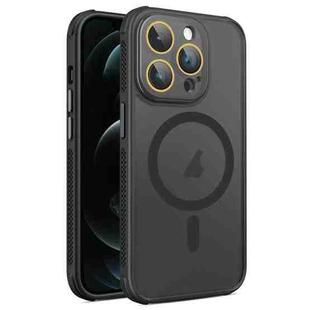 For iPhone 12 Pro Max Side Cooling Skin Feel Frosted MagSafe Magnetic Phone Case(Black)