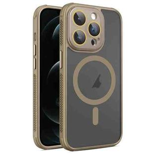 For iPhone 12 Pro Max Hardware Side Cooling Skin Feel Frosted MagSafe Magnetic Phone Case with Lens Film(Gold)