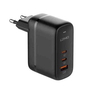 LDNIO Q366 65W USB + Dual Type-C Port Charger with 1m USB-C / Type-C to USB-C / Type-C Data Cable, Plug Type:EU Plug(Black)