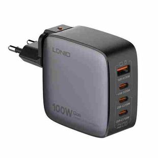 LDNIO Q408 100W GaN USB+3 USB-C / Type-C Interface Charger with 1m 100W USB-C / Type-C to USB-C / Type-C Data Cable, Plug Type:EU Plug(Black)