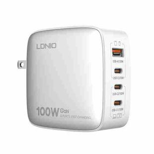 LDNIO Q408 100W GaN USB+3 USB-C / Type-C Interface Charger with 1m 100W USB-C / Type-C to USB-C / Type-C Data Cable, Plug Type:US Plug(White)