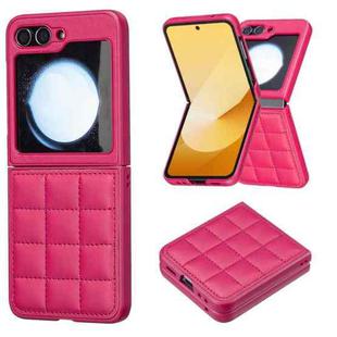 For Samsung Galaxy Z Flip5 Square-shaped Leather Back Cover Phone Case(Rose Red)