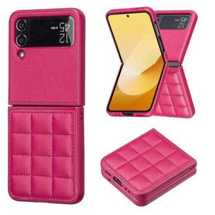 For Samsung Galaxy Z Flip4 Square-shaped Leather Back Cover Phone Case(Rose Red)