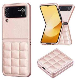 For Samsung Galaxy Z Flip4 Square-shaped Leather Back Cover Phone Case(Rose Gold)