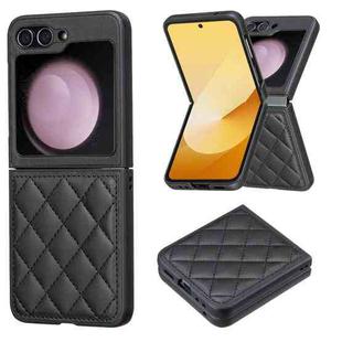 For Samsung Galaxy Z Flip5 Rhombus-shaped Leather Back Cover Phone Case(Black)